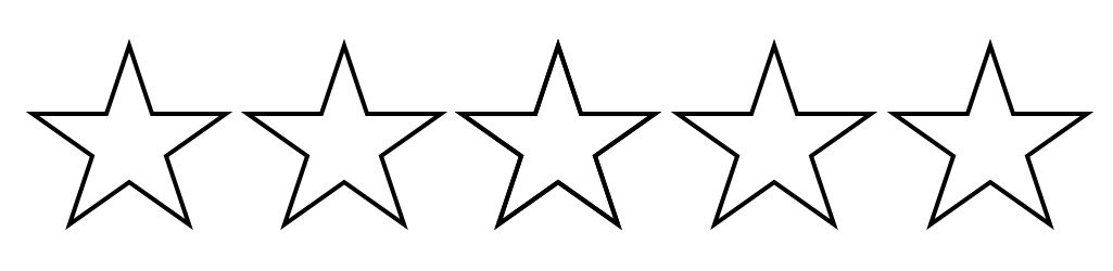 5 stars black outline on a white background.